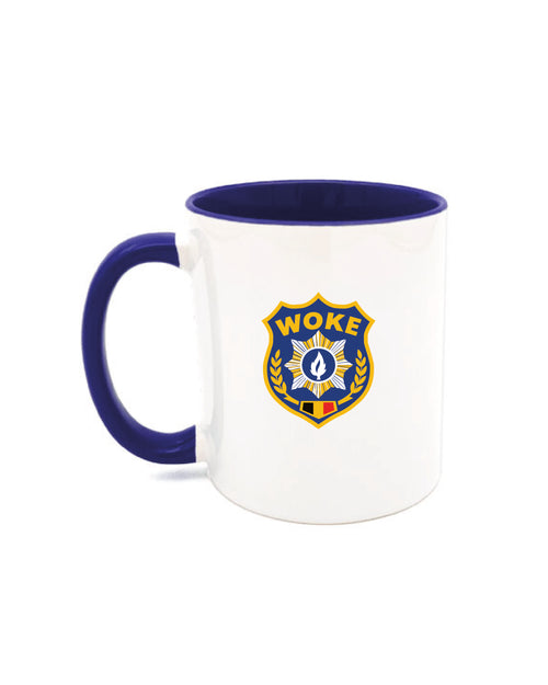 Bart De Pauw - Wit/Blauw 'Woke Politie' Mok